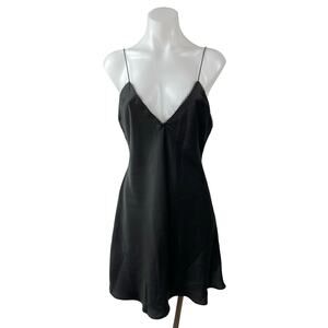 Zara Black Sleeveless V Neck Backless Bow Lace Cami Tank Mini Slip Dress Size L